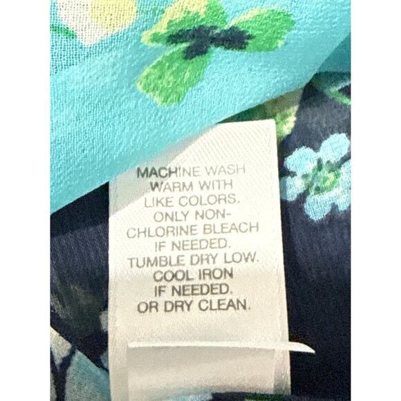 J. Jill Size XL Floral Tunic Top Navy/Blue 3/4 Sleeve Button-Front  Lightweight - Picture 7 of 8